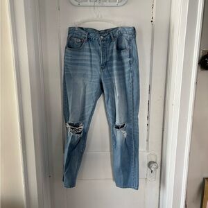 AE High-Rise Distressed Girlfriend Jeans – Size 12